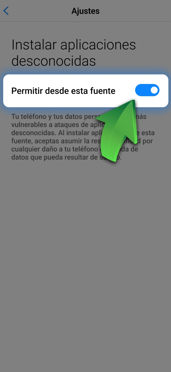 Habilitá la opción de fuentes desconocidas en tu Android para instalar la app de Stake.