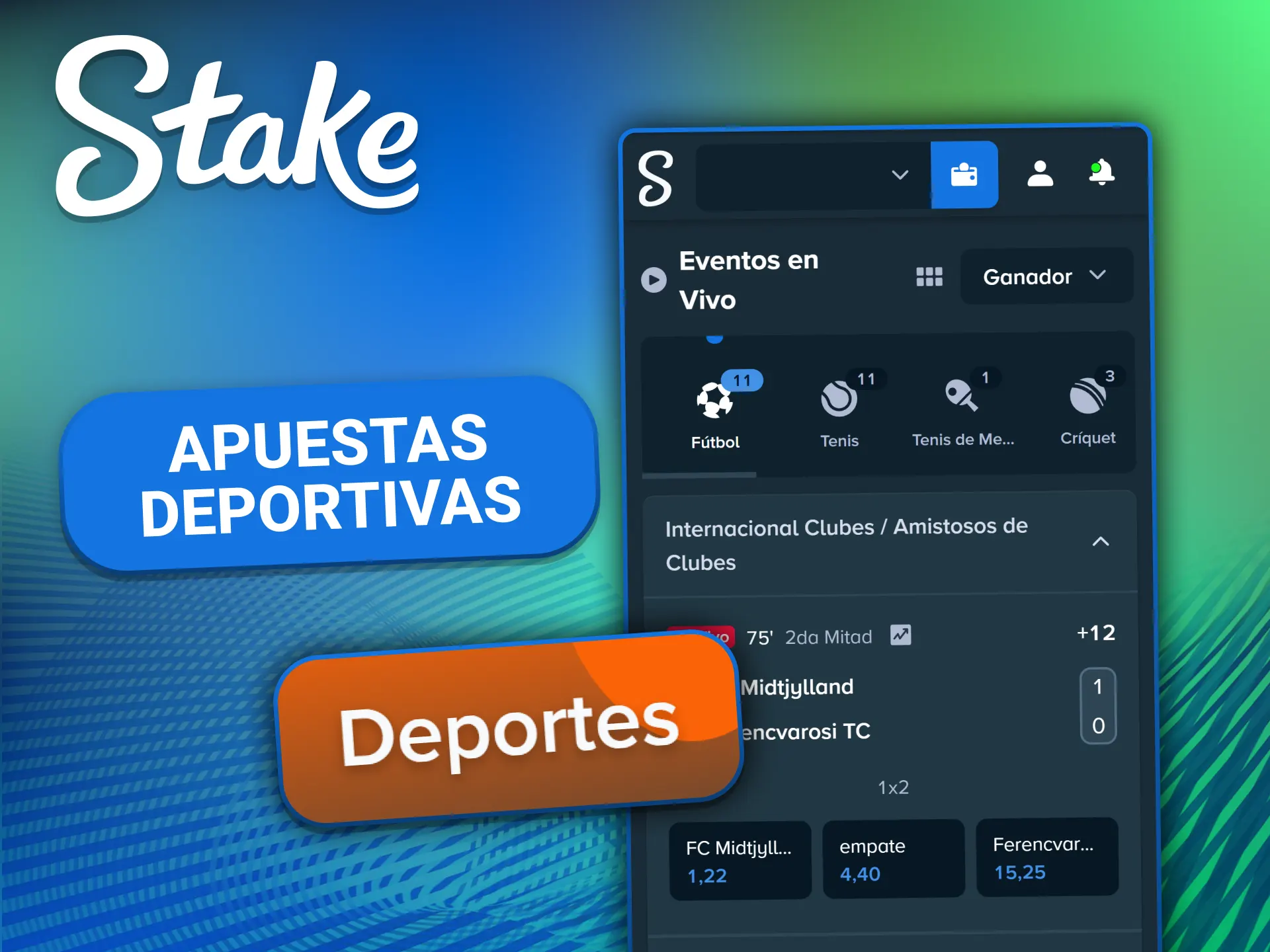 Entrá al sportsbook móvil para hacer tus apuestas deportivas favoritas en Stake.