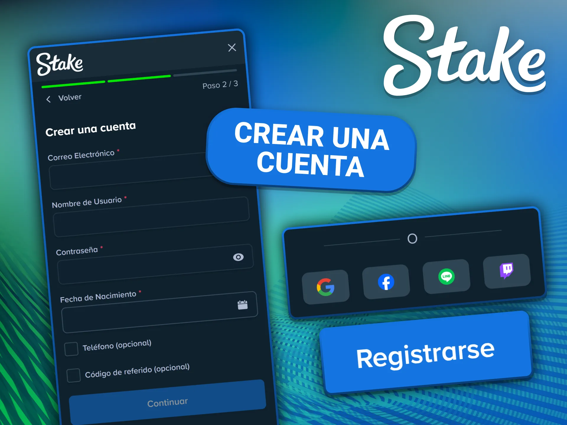 Completá el formulario de registro móvil para abrir tu cuenta en Stake.