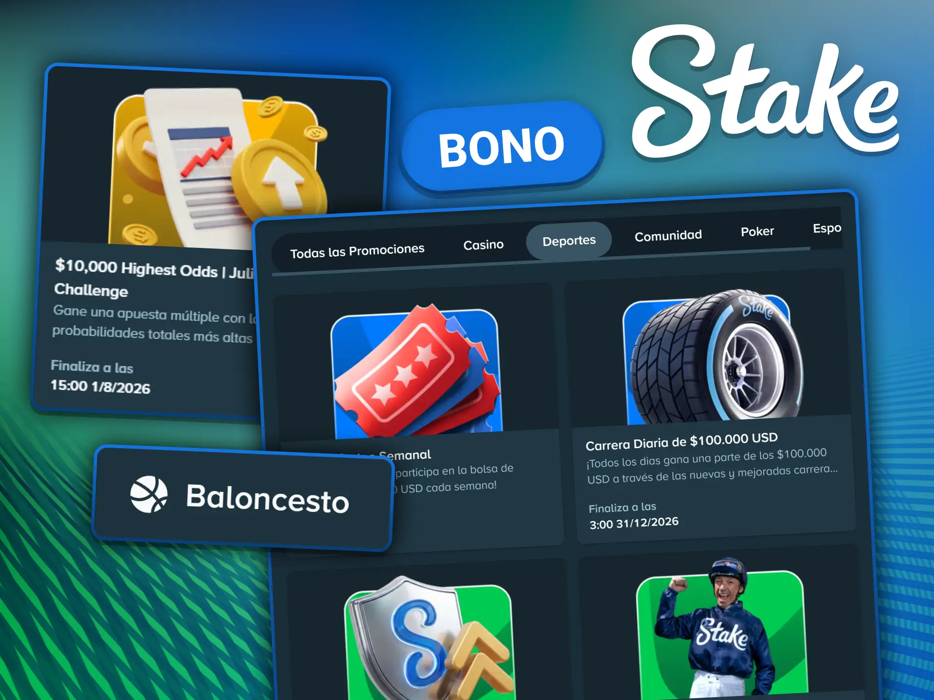 Activá tu bono exclusivo para apostar en los mejores partidos de básquetbol en Stake.