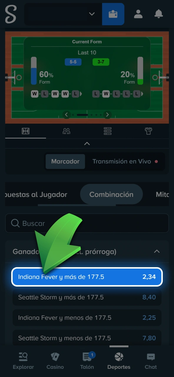 Elegí la liga o competencia de básquetbol en la que querés apostar en Stake.