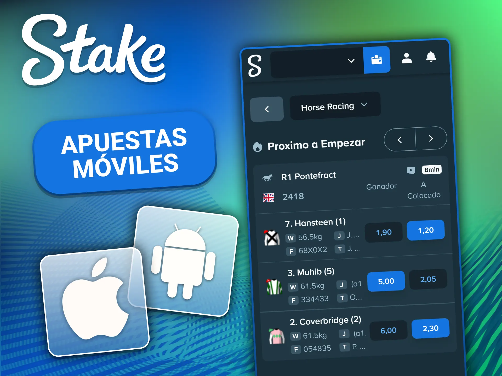 Apuesta en carreras de caballos a través de la aplicación oficial de Stake.