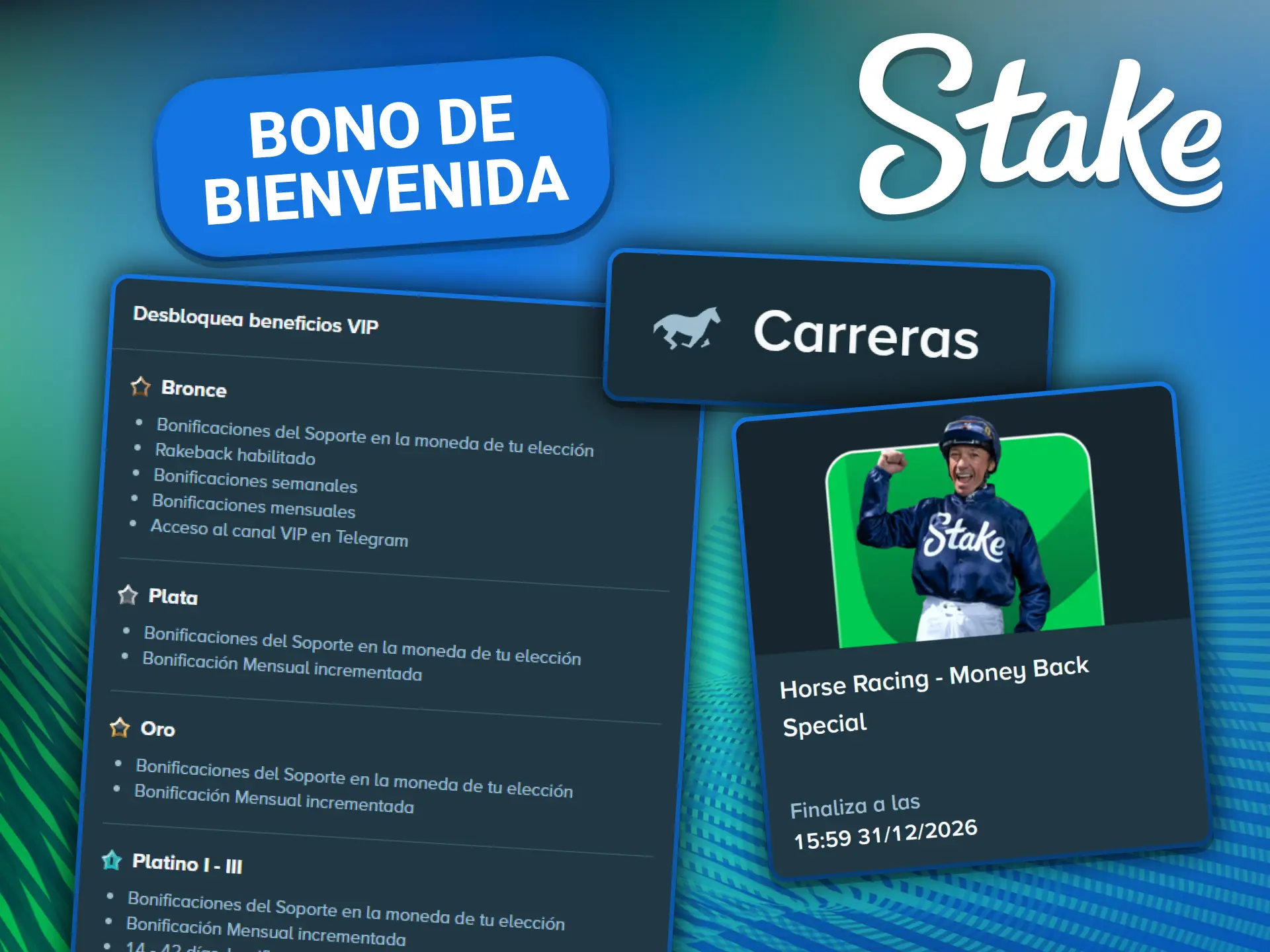 Utiliza los bonos de carreras de caballos para apostar en Stake.