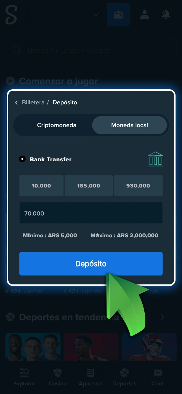 Cargá fondos en tu cuenta para apostar en los mejores hipódromos con Stake.