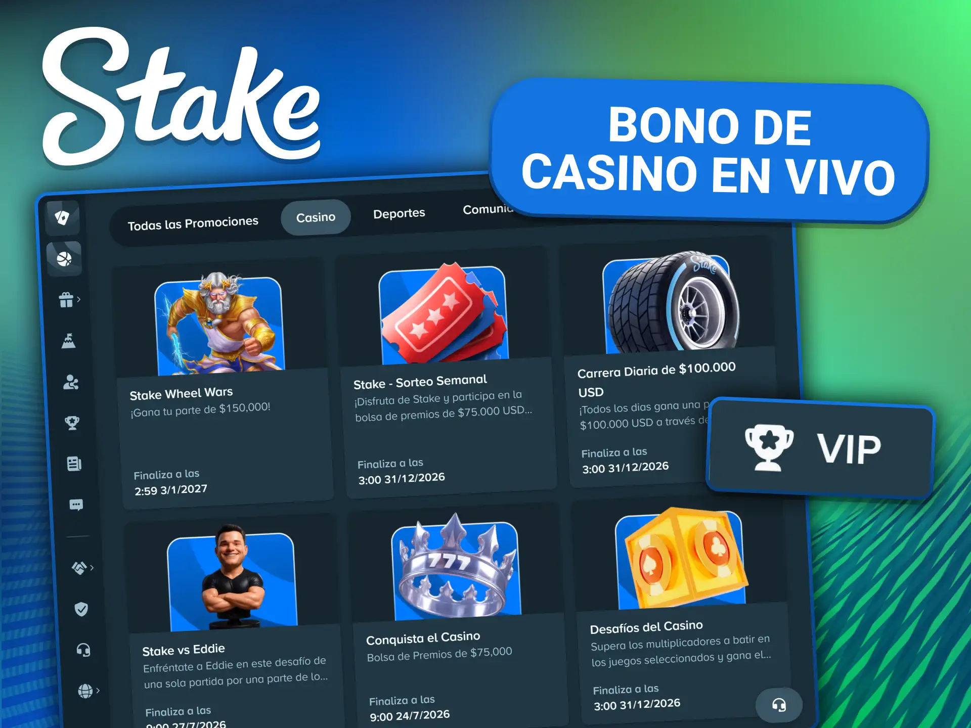 Bono de casino en vivo en Stake para jugadores de Argentina: rakeback semanal y programa VIP.