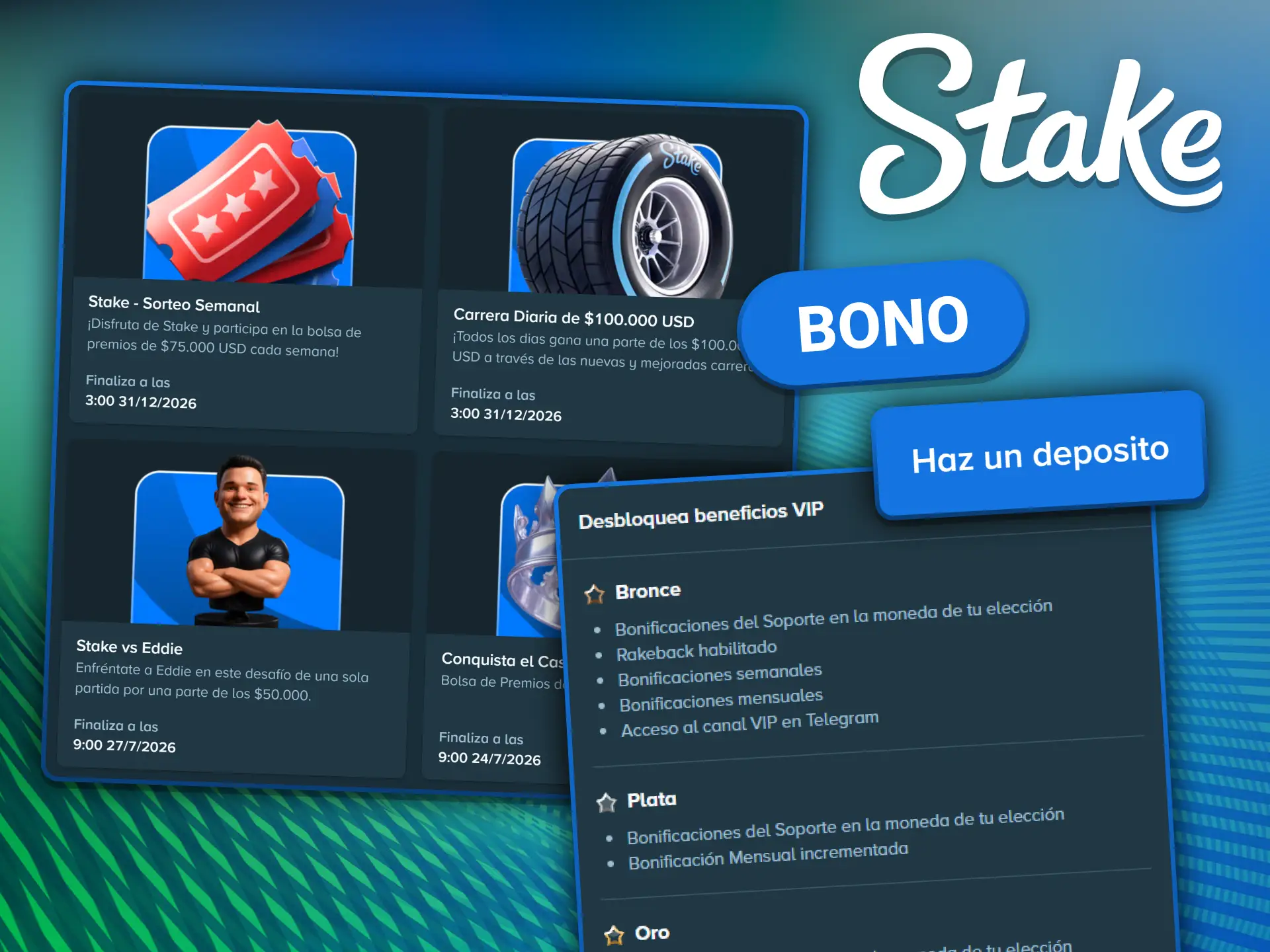 Realiza tu primer depósito en Stake y obtén un bono.