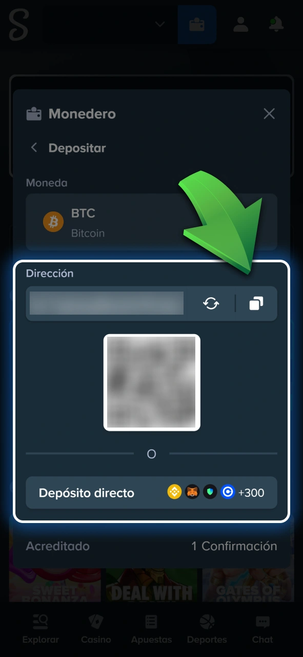 Ingresá el monto exacto de fondos que querés depositar en Stake.