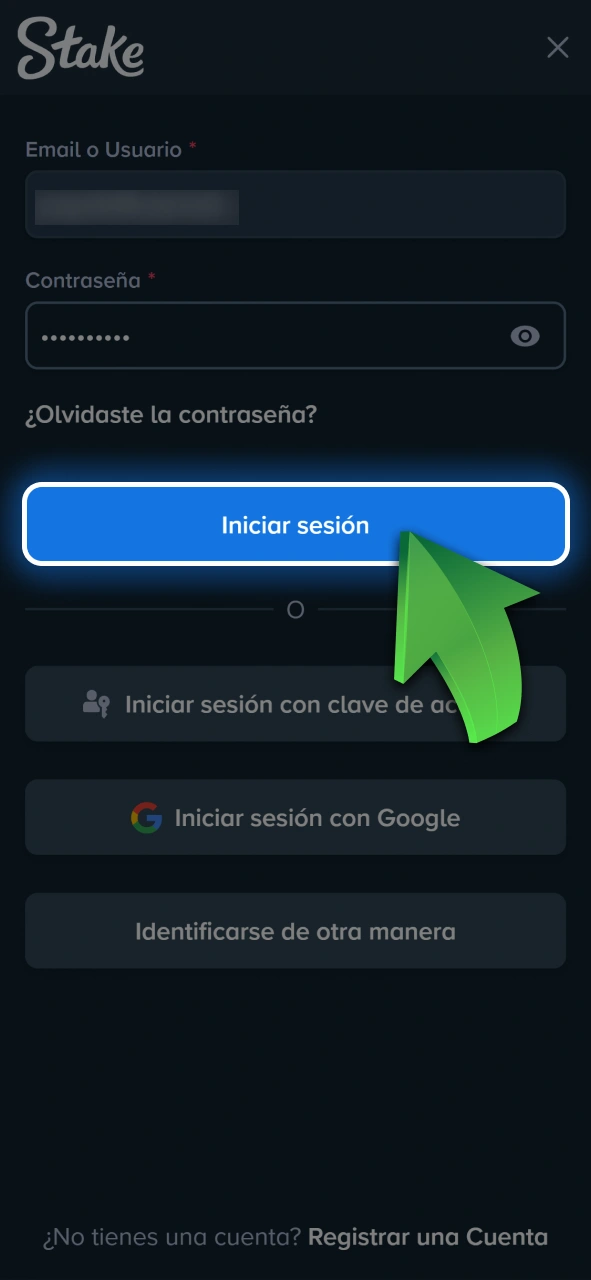 Iniciá sesión en tu cuenta para acceder a la sección de depósitos en Stake.