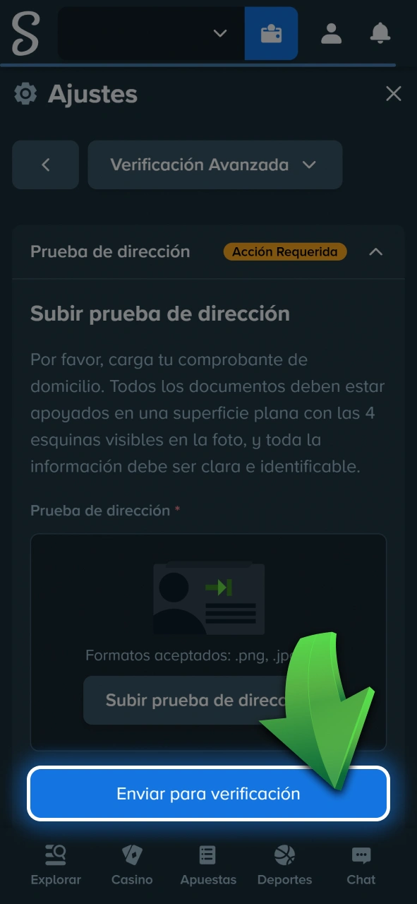 Verificá tu cuenta de usuario para habilitar todos los retiros en Stake.