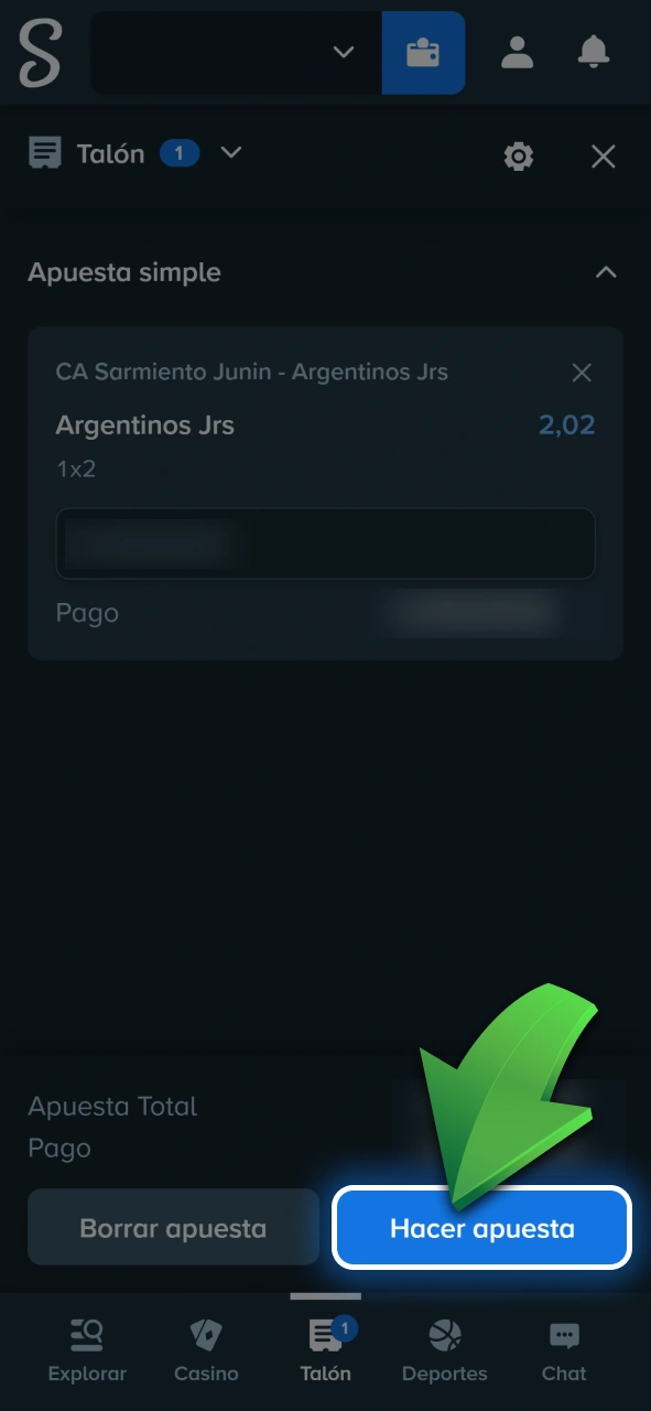 Confirmá tu pronóstico y realizá tu apuesta de fútbol en Stake.