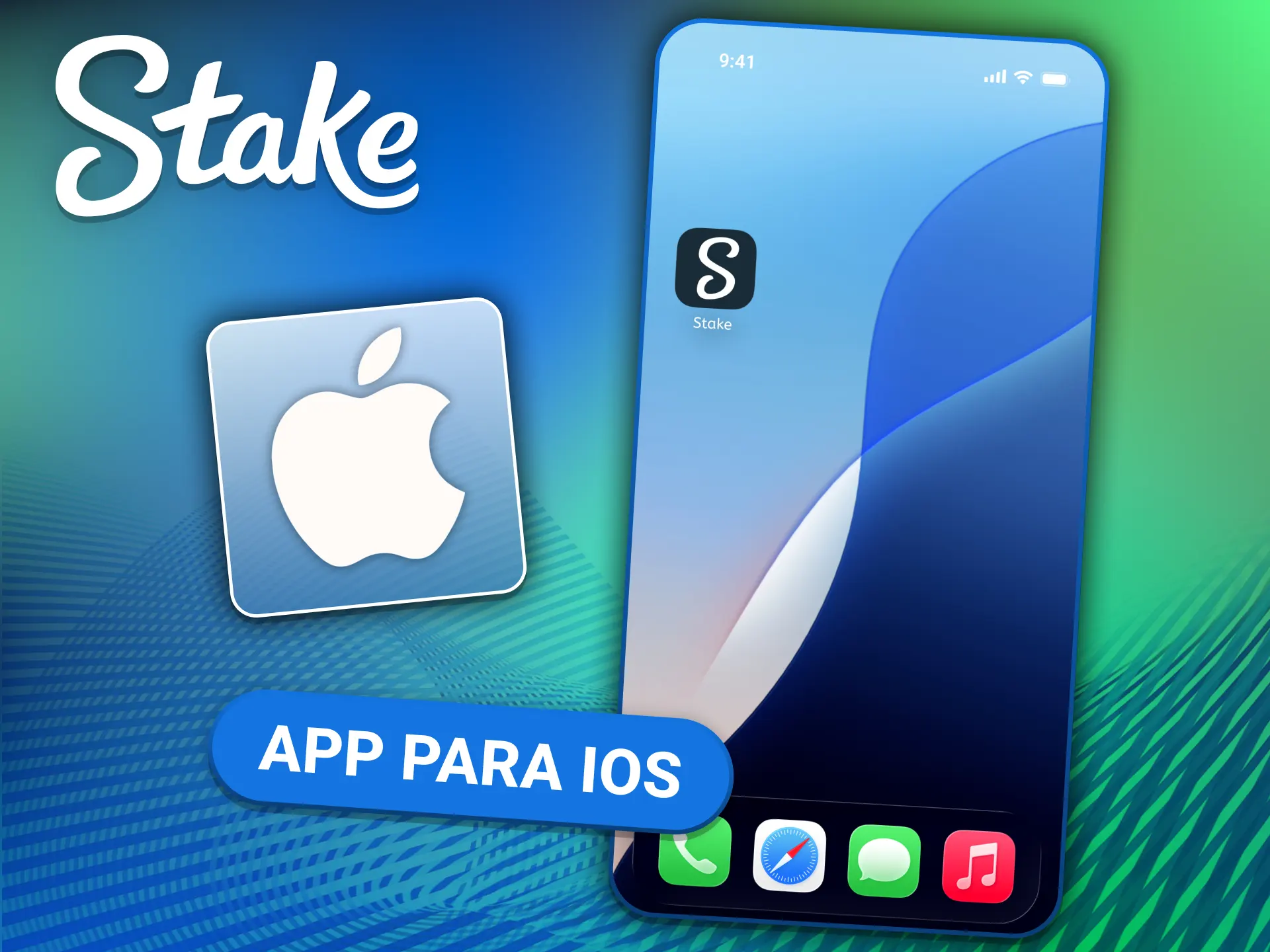 Guía de descarga de la app de Stake para iOS en iPhone y iPad desde App Store o PWA en Safari.