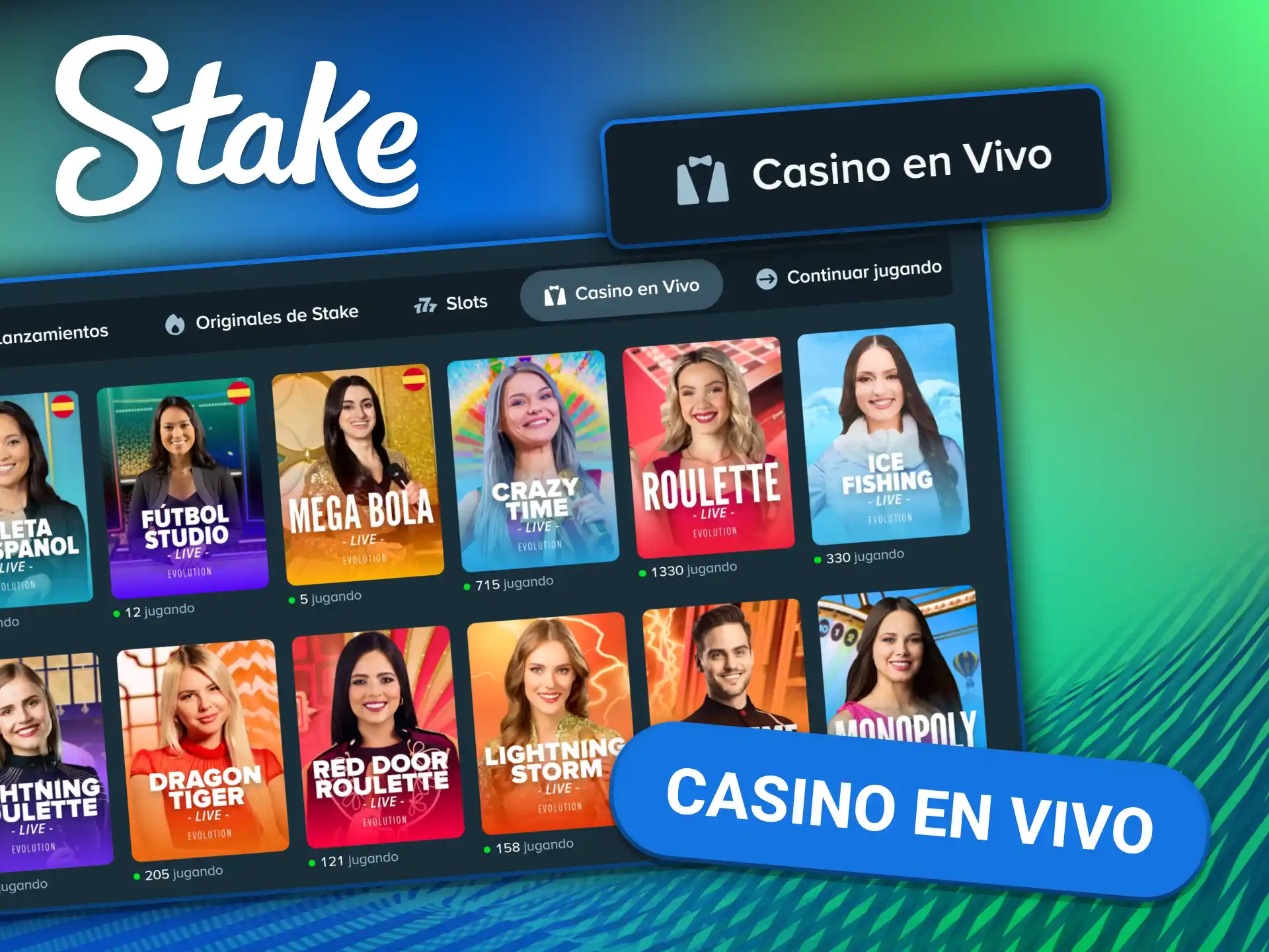 Casino en vivo de Stake con crupieres reales: ruleta, blackjack, baccarat y game shows en HD para jugadores de Argentina.