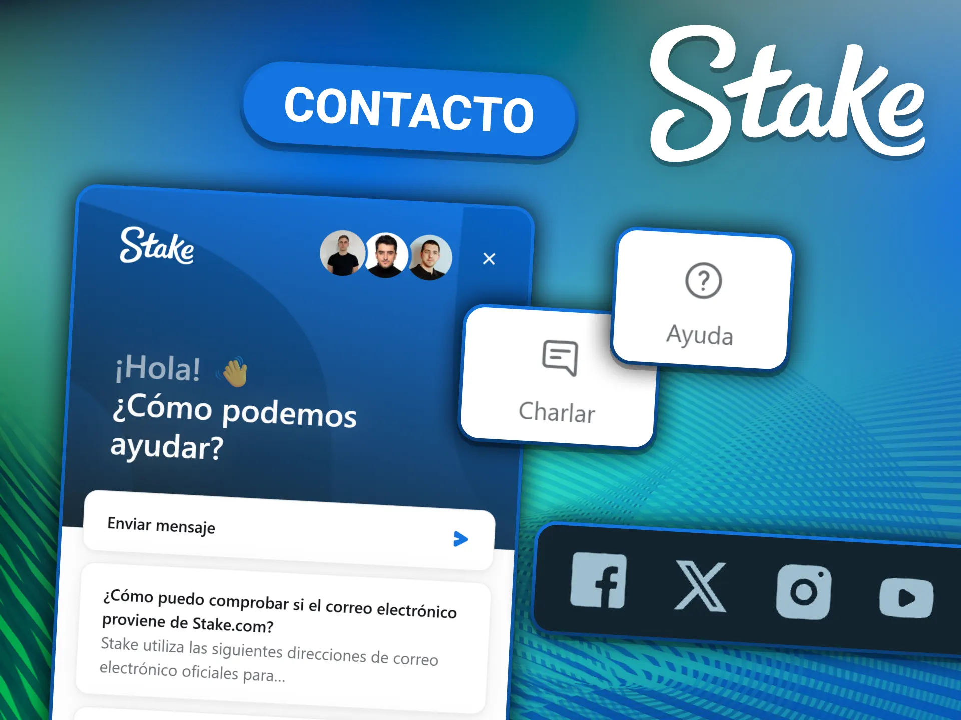 Soporte al cliente de Stake disponible 24/7 por chat en vivo, email y centro de ayuda para jugadores de Argentina.