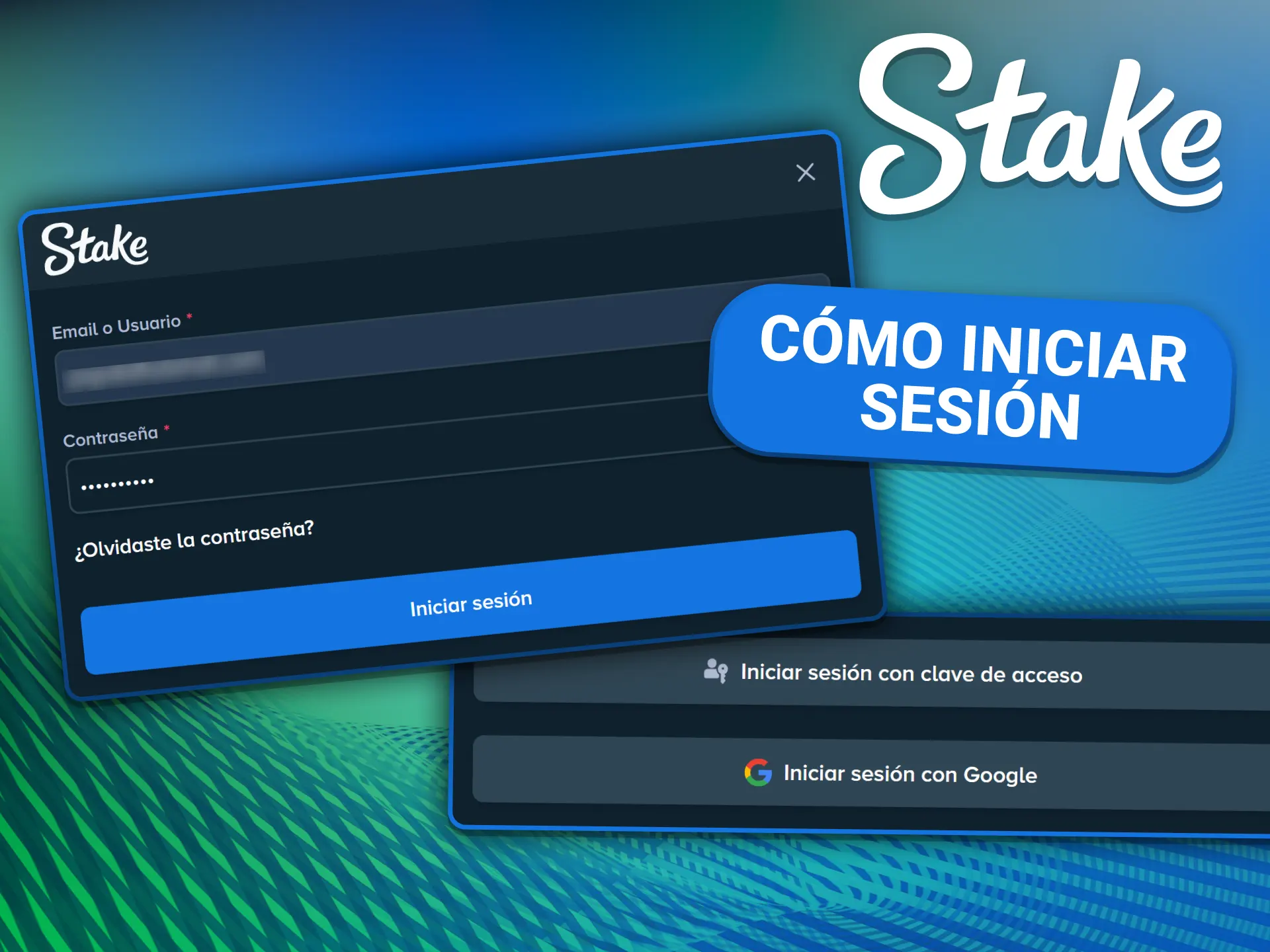 Pantalla de inicio de sesión de Stake con campos de correo y contraseña para acceder desde Argentina.