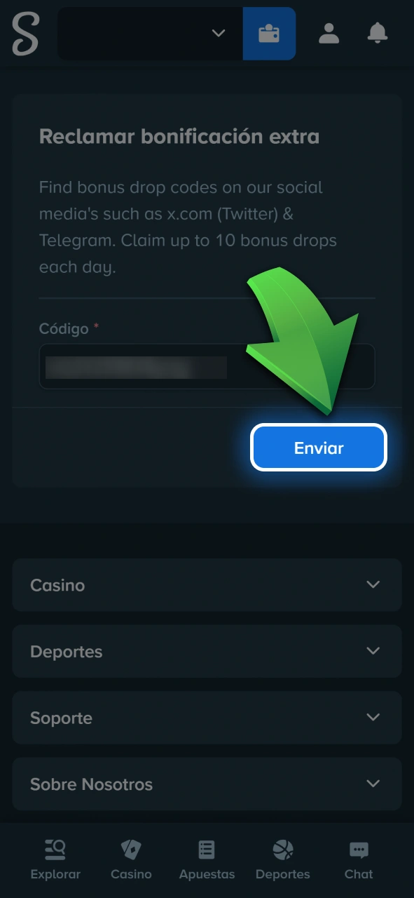 Activá los bonos vigentes directamente desde la pestaña de promociones en Stake.