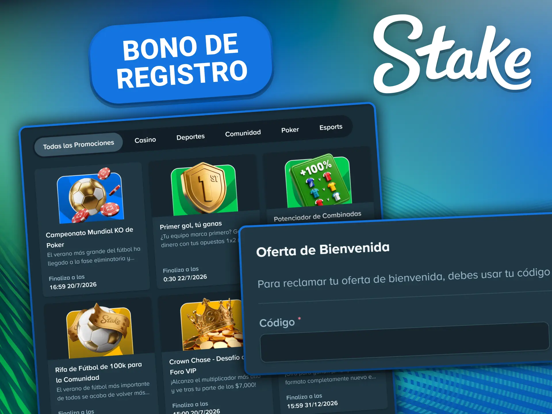Reclamá tu bono de bienvenida exclusivo al crear tu nueva cuenta en Stake.