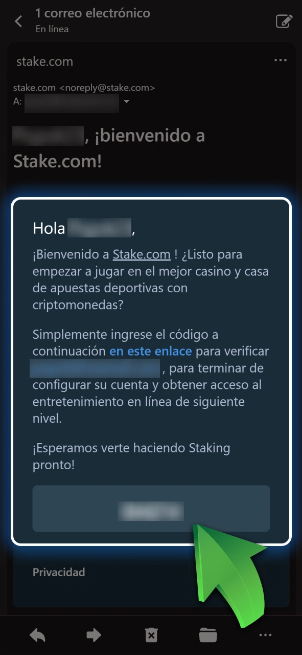 Confirmá tu dirección de correo electrónico para activar definitivamente tu cuenta de Stake.