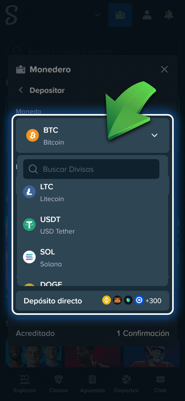Realizá tu primer depósito para empezar a jugar por plata real en Stake.