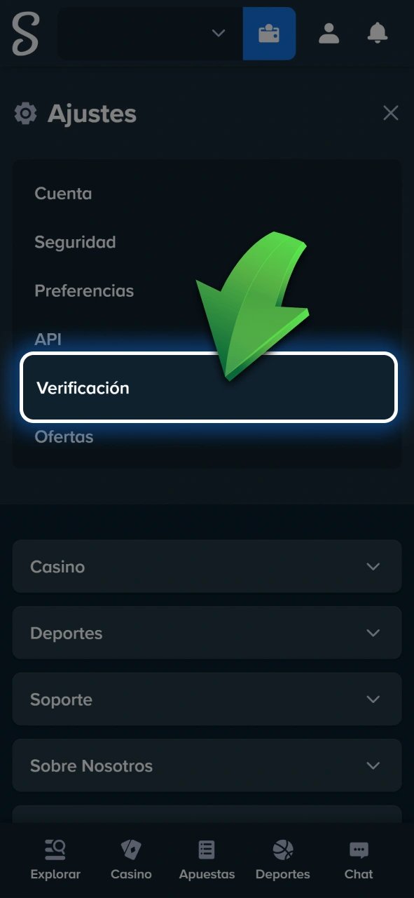 Ingresá a la sección de verificación dentro de la configuración de tu perfil en Stake.
