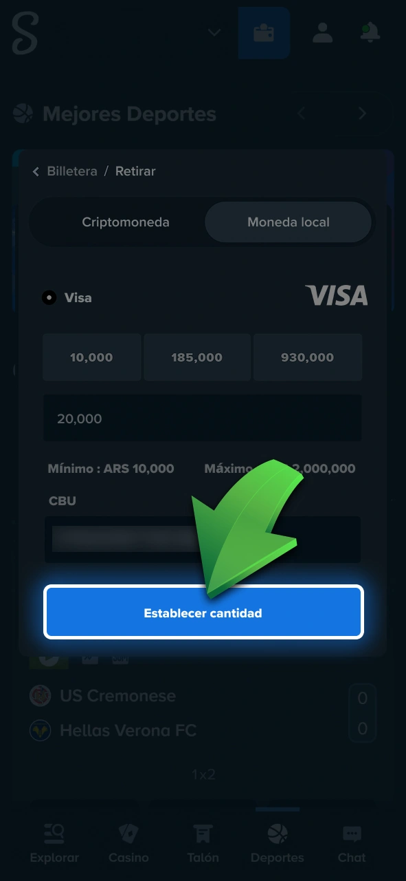 Confirmá tu solicitud de retiro para procesar la transferencia en Stake.
