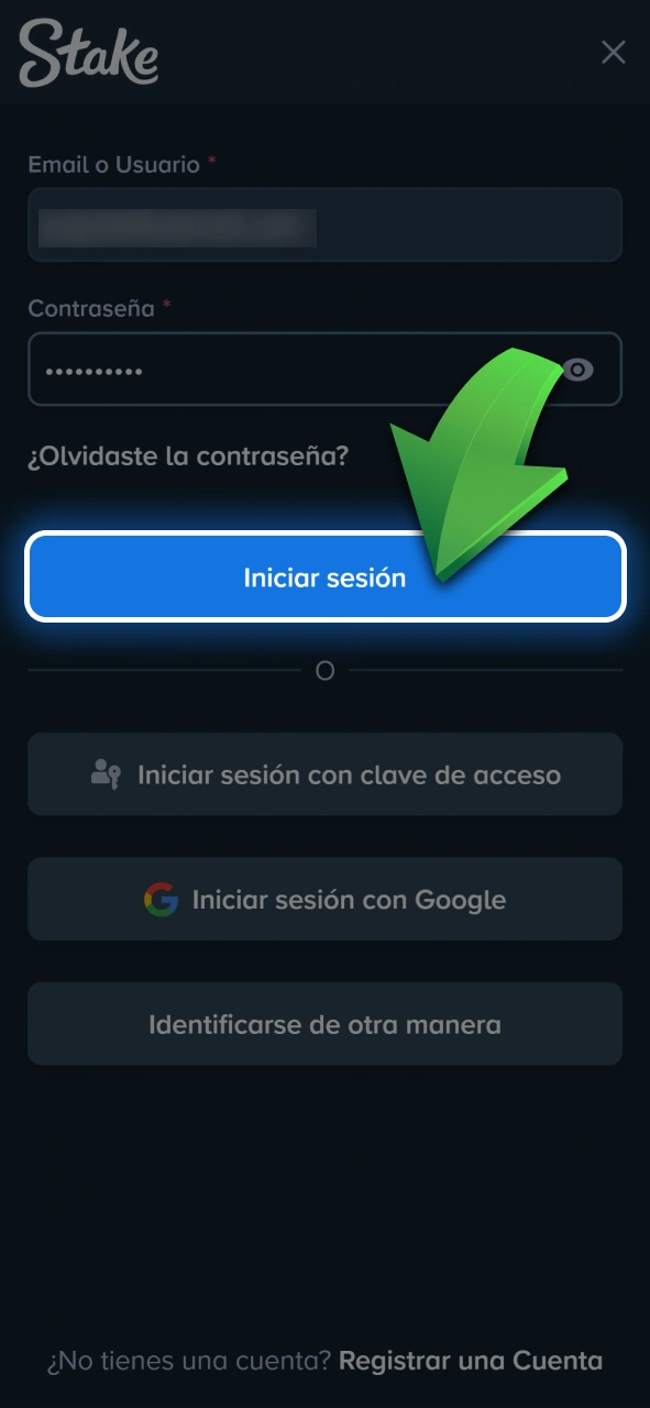 Iniciá sesión en tu cuenta de usuario para gestionar tus cobros en Stake.